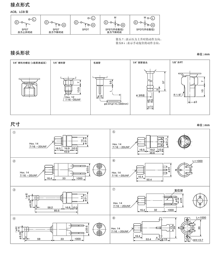 日本鷺宮小型壓力開關