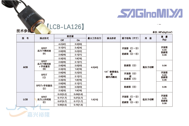 鷺宮隔膜式壓力控制器LCB-LA126