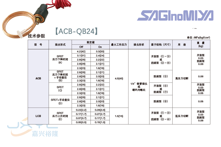 鷺宮隔膜式壓力控制器ACB-QB24