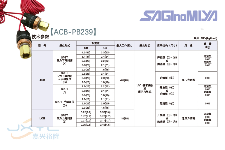 鷺宮隔膜式壓力控制器ACB-PB239