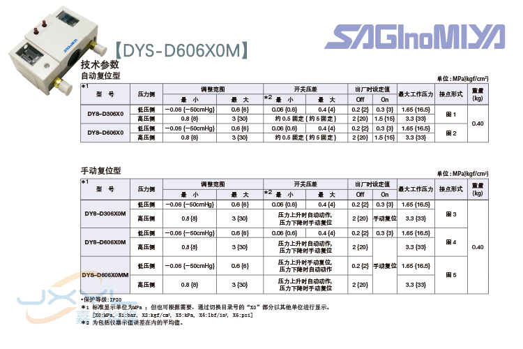 鷺宮高低壓壓力控制器DYS-D606X0M