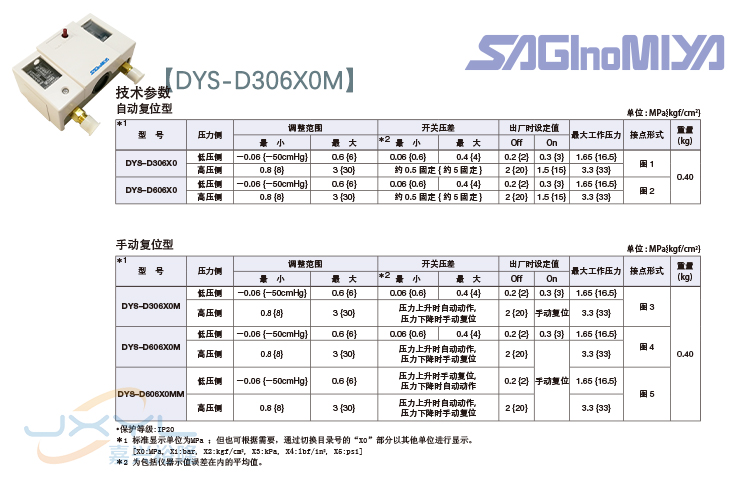 鷺宮高低壓壓力控制器DYS-D306X0M